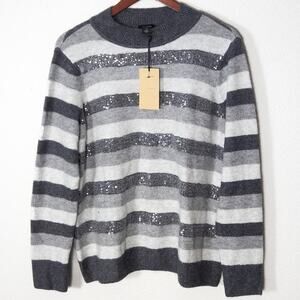 Halogen Sequin Sweater Size XXL Black Grey Everyday Ceremony Cozy